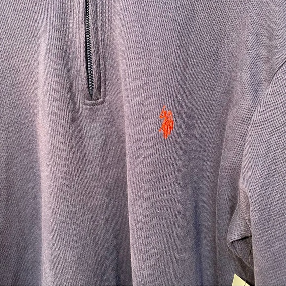 U.S. Polo Assn Men’s Large Quarter 1/4 Zip Flatback Pullover Classic Navy Blue - Picture 2 of 11